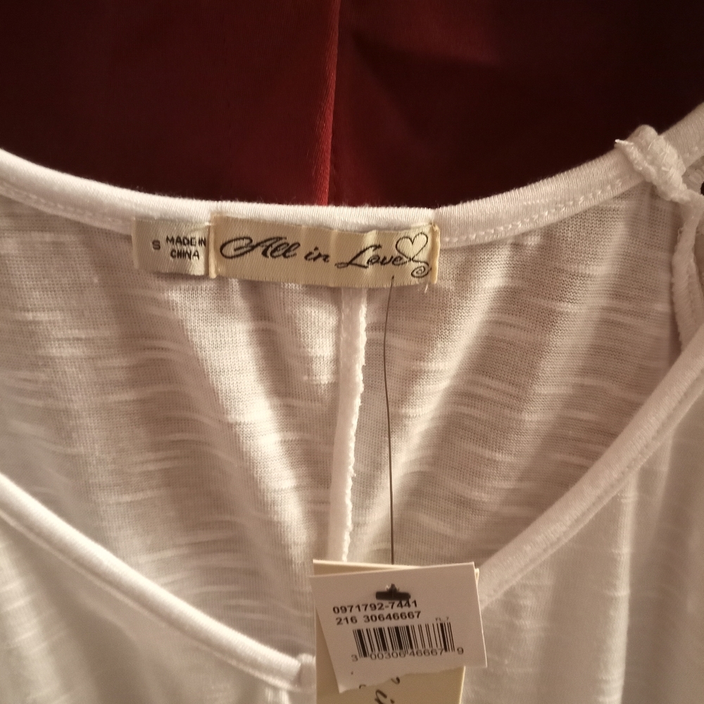 Small all in love brand new white dress up or down shirt